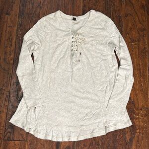 We The Free Heather Grey Lace-Up Long Sleeve Top sz XL